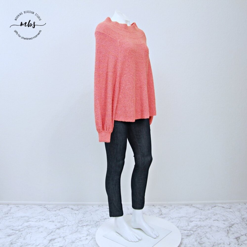 Free People Emmy Mock Neck Oversize Long Sleeve Knit Sweater Orange Women M‎ - Picture 3 of 12